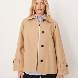 Mango Women's Tan Cropped Trench Coat